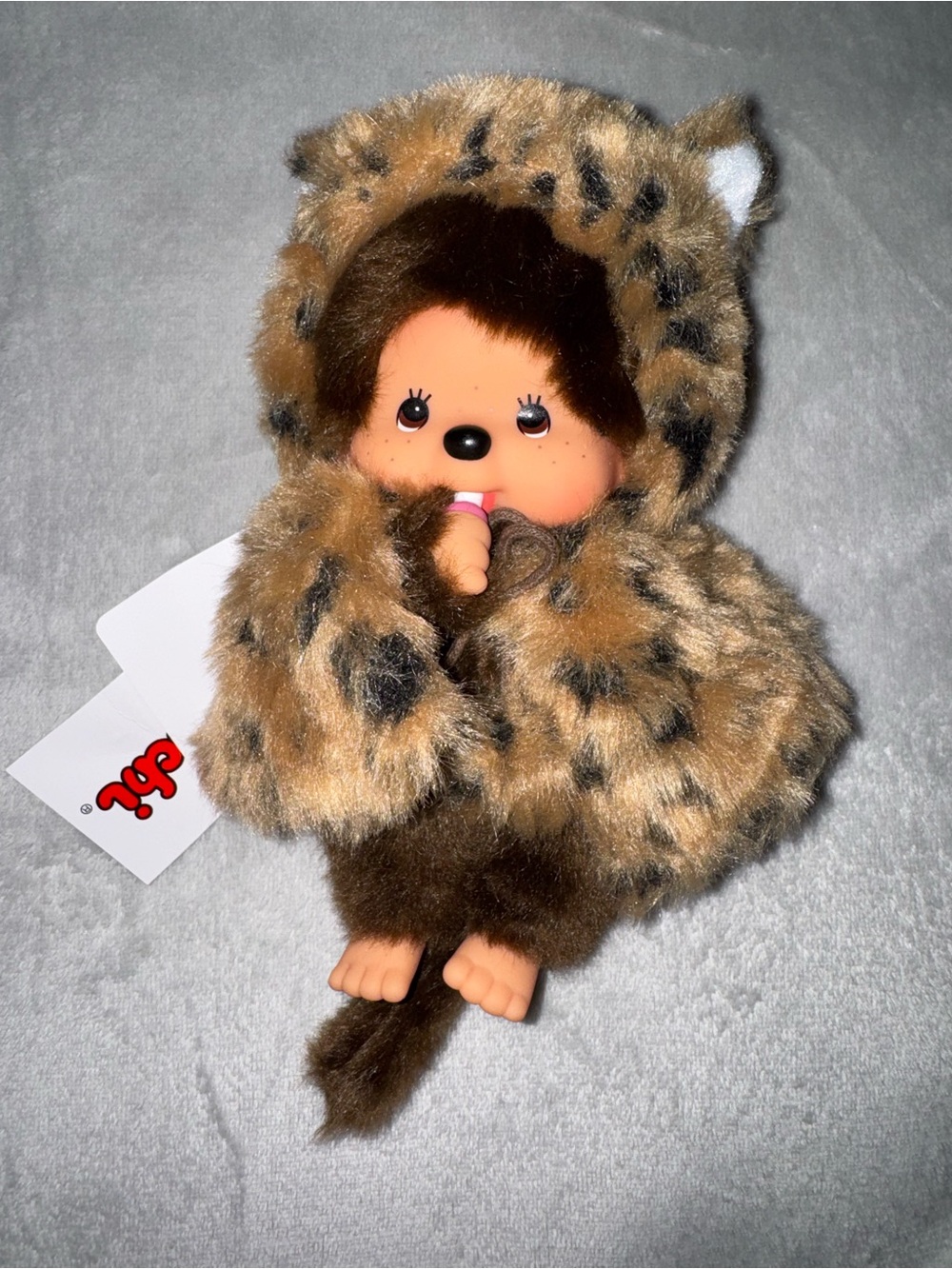 Monchhichi Plush in Leopard Hood - Brown